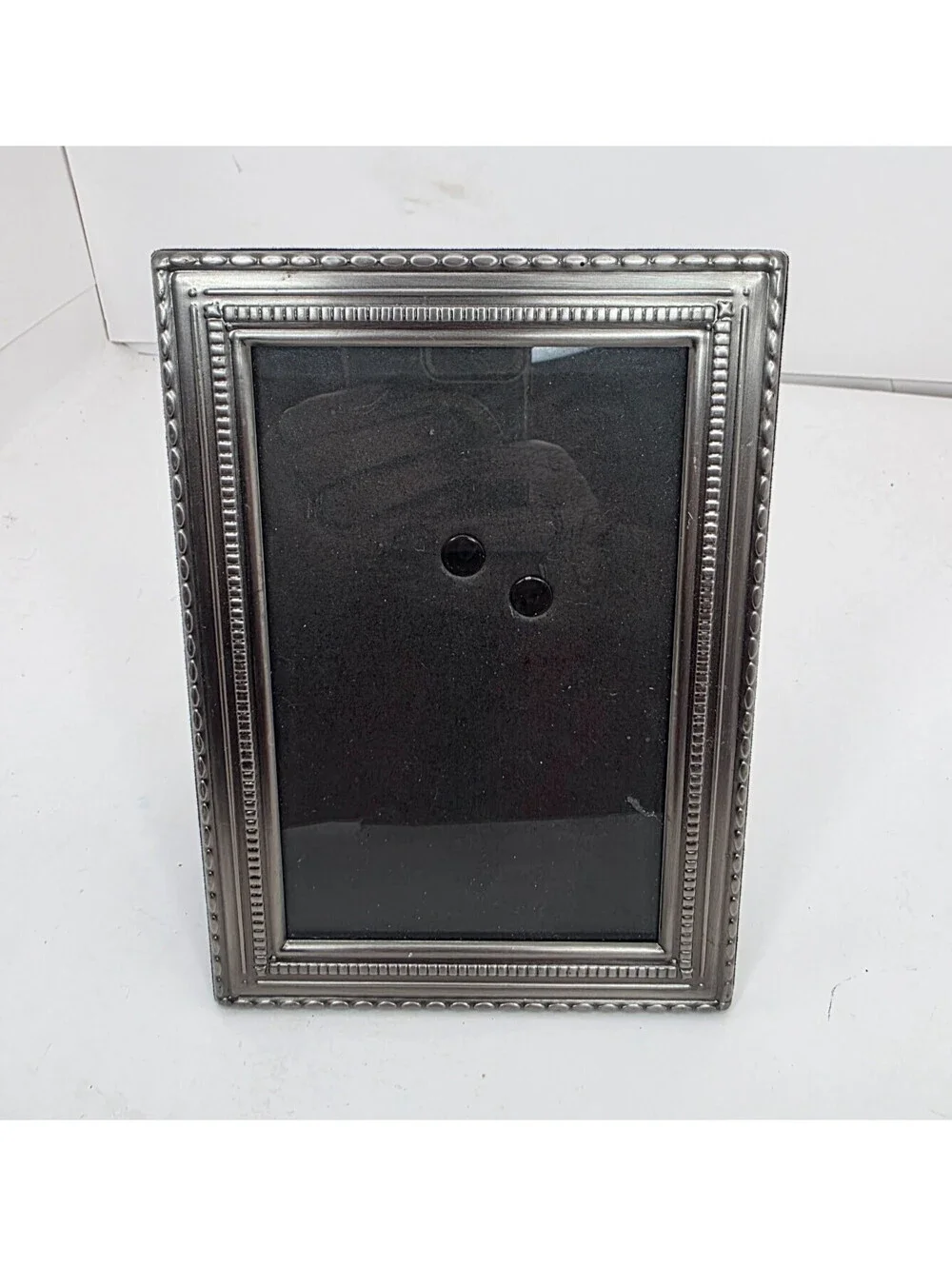 Matte Silver Toned Beaded Photo Picture Frame Standing 4'x6'